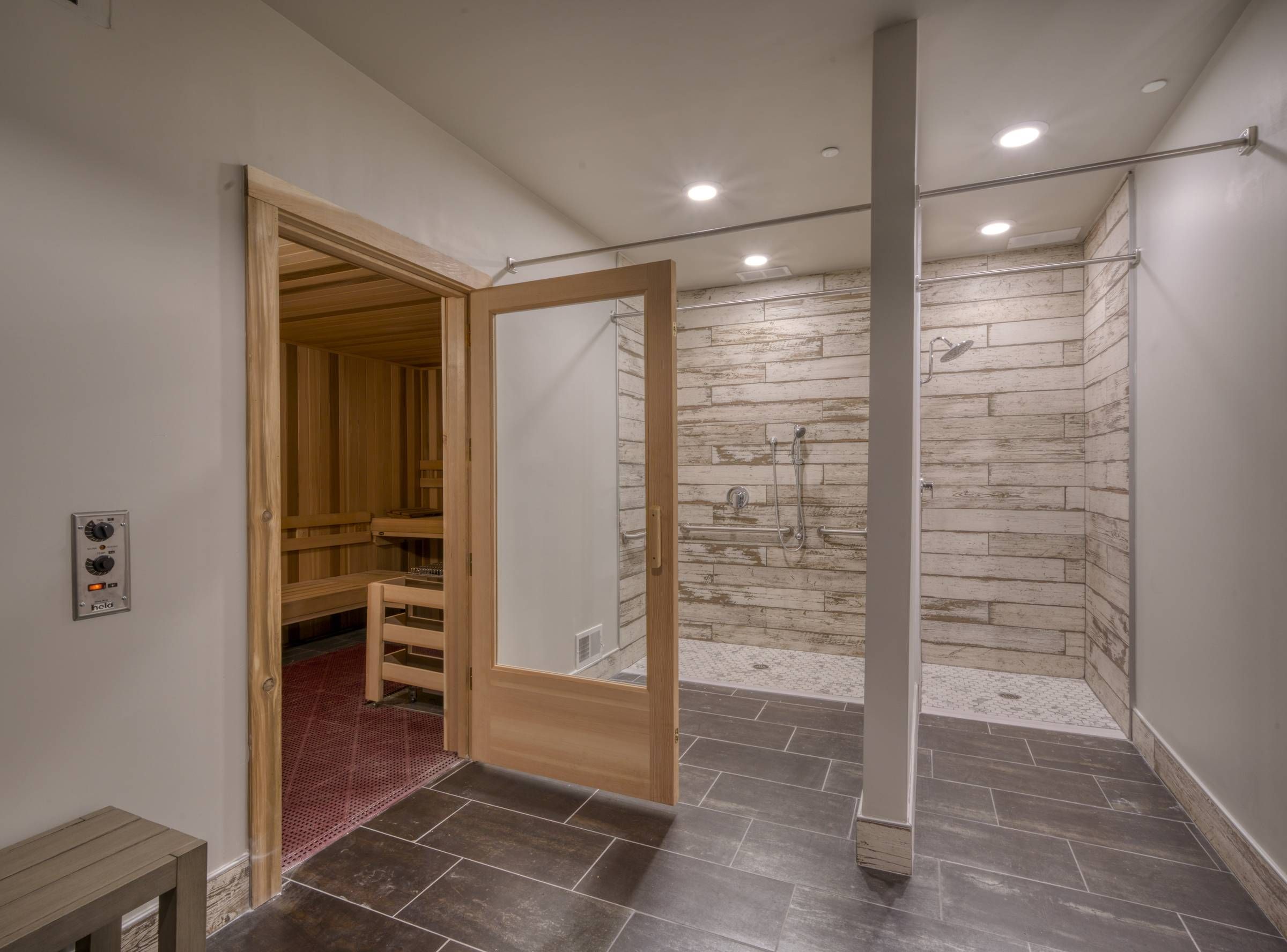 Residences at capitol view spa amenity with sauna and shower